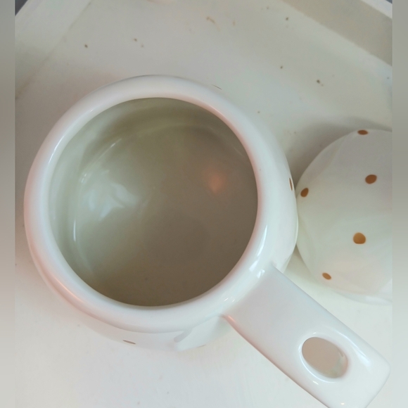 Canvas Christmas tree mug spoon holder gold white with lid FREE add on - Picture 3 of 7